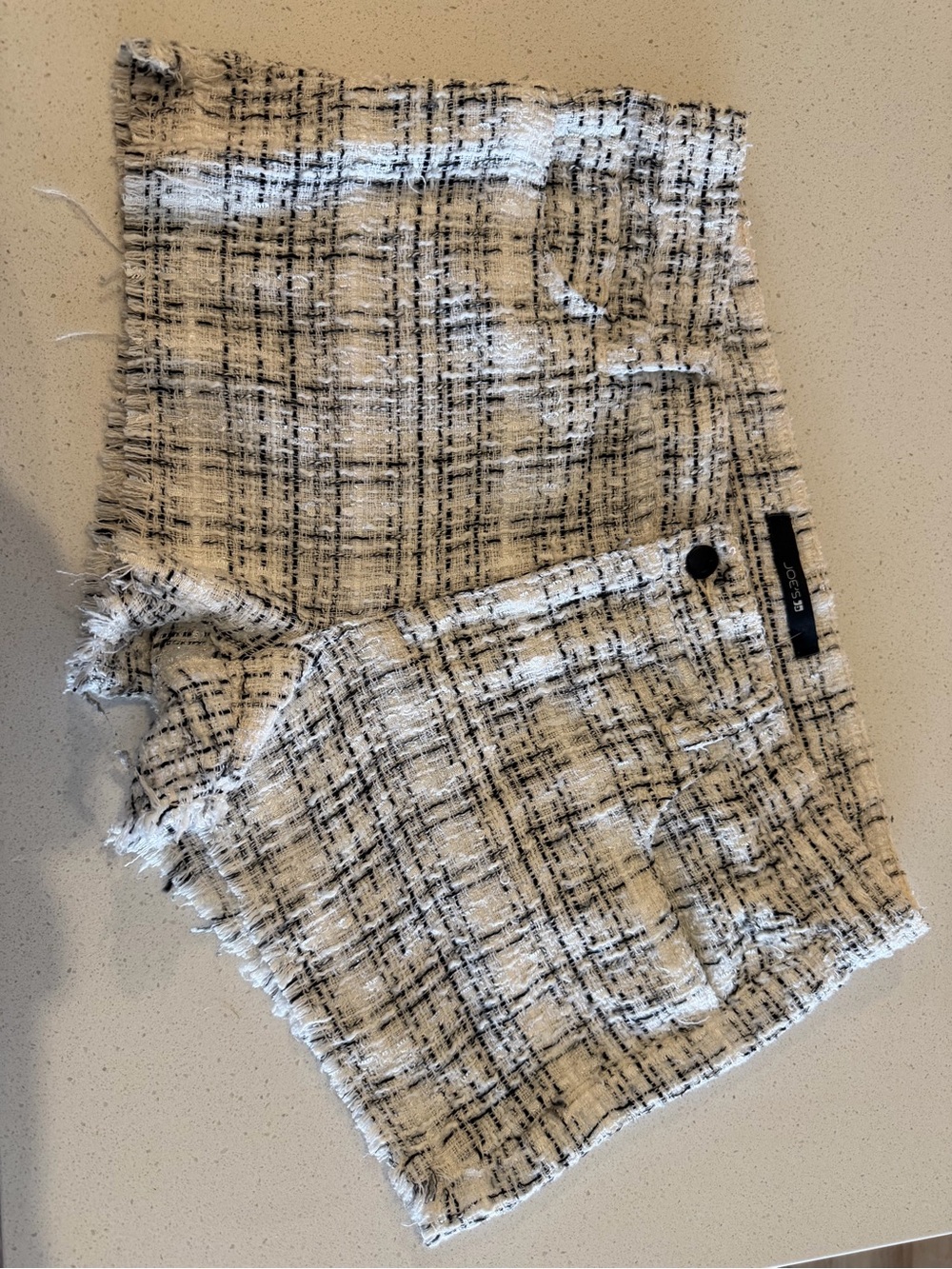 Joe's Jeans High-Waist Tweed Shorts in White and Black